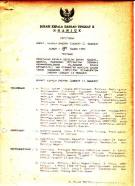 Nomor 191 Tahun 1989 Tentang Penetapan Kepala Sekolah Dasar Negeri, Swasta, Madrasah Ibtidaiyah S...