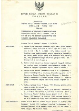 Nomor 123 Tahun 1990 Tentang Pendelegasian Wewenang Penandatanganan Keputusan Bupati Kepala Daera...