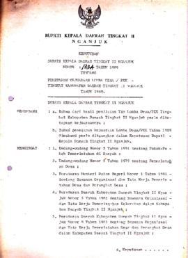 Nomor 133A Tahun 1989 Tentang Penetapan Kejuaraan Lomba/PKK Tingkat Kabupaten Daerah Tingkat II N...