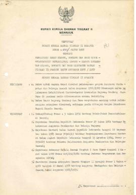 Nomor 224 Tahun 1988 Tentang Penunjukan Camat Rejoso, Gondang dan Pace Untuk Melaksanakan Rehabil...