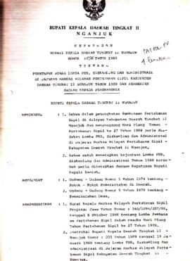 Nomor 096 Tahun 1989 Tentang Penetapan Juara Lomba PBB, Siskampling Sipil Kabupaten Daerah Tingka...