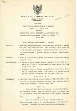 Nomor 211 Tahun 1988 Tentang Pembentukan Panitia Penyelenggara Peringatan Hari Pahlawan Kabupaten...