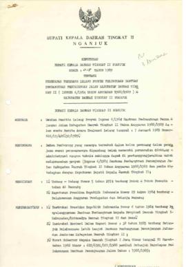 Nomor 015 Tahun 1989 Tentang Penetapan Pemenang Lelang Proyek Peluncuran Bantuan Pembangunan Penu...
