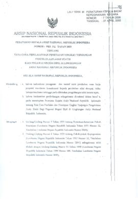 PERKA ANRI NOMOR: PER. 02 TAHUN 2005 TENTANG TATA CARA PENILAIAN DAN PENETAPAN TINGKAT TUNJANGAN ...