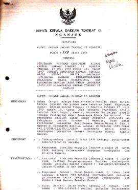 Nomor 279 Tahun 1989 Tentang Perubahan Pertama Keputusan Bupati Kepala Daerah Tingkat II Nganjuk ...