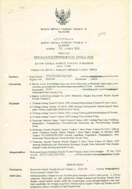 Nomor 125 Tahun 1990 Tentang Pengangkatan/Pemberhentian Kepala Desa Kemaduh Kecamatan Baron