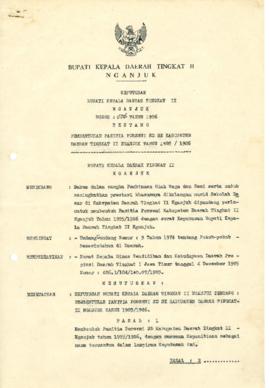 NOMOR 006 TAHUN 1986 TENTANG PEMBENTUKAN PANITIA PORSENI SD SE KABUPATEN DAERAH TINGKAT II NGANJU...