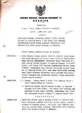 Nomor 291 Tahun 1989 Tentang Perubahan Pertama Keputusan Bupati Kepala Daerah Tingkat II Nganjuk ...