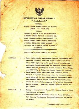 Nomor 125 Tahun 1989 Tentang Penunjukan Kepala Dinas Pekerjaan Umum Kabupaten Daerah Tingkat II N...