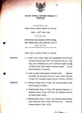Nomor 048 Tahun 1989 Tentang Pembentukan Tim Pelaksana Proyek Irigation Services Fee (ISF) Kabupa...
