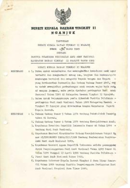 Nomor 175 Tahun 1989 Tentang Panitia Pelaksana Peringatan Hari Anak Nasional Kabupaten Daerah Tin...